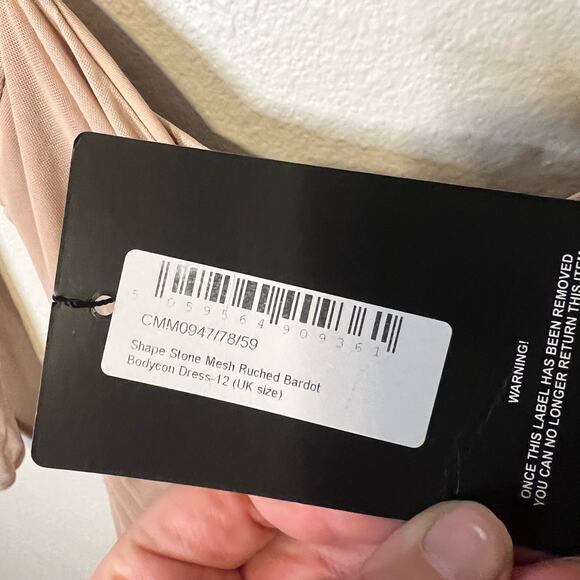 NWT PrettyLittleThing Tan Long Sleeve Ruched Mini Dress Size 8 - Picture 3 of 6